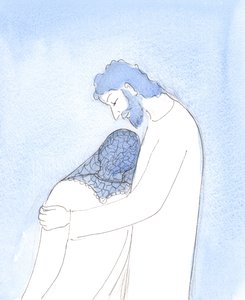 A szentáldozásban Krisztus közel tud hozni minket, hogy fejünket az Ő mellén támaszthassuk, mint a Szent, 2004 (papíron). alkotó: Elizabeth Wang
