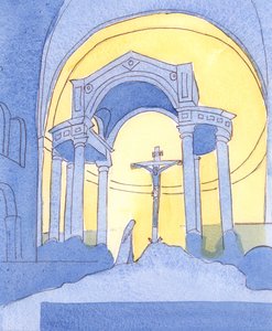 A westminsteri katedrálisban és minden katolikus templomban a 2004-es szentmisén újra bemutatják a Kálvária áldozatát üdvösségünkért (papíron) alkotó: Elizabeth Wang
