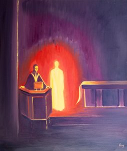 Jézus Krisztus jelen van velünk, amikor a Szentírást olvassák, 2000 (olaj a fedélzeten) alkotó: Elizabeth Wang