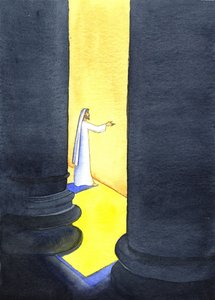 Jézus Krisztus prédikált a templomban, és a tömeg ragaszkodott szavaihoz, 2001 (papíron nem) alkotó: Elizabeth Wang