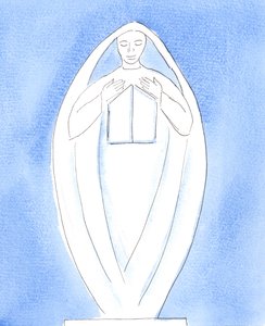 Mária, az első tabernákulum: Az Úr elmagyarázta, hogy mivel az Ő anyja, Mária volt az első "tabernákulum", mivel magában hordozta Krisztust, 2004 (akvarell, papír). alkotó: Elizabeth Wang