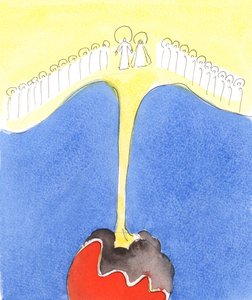 Csak az égből a hívő lelkekre áradó erő által, 2004 (akvarell, papír) alkotó: Elizabeth Wang