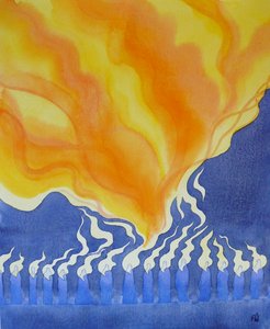 A Szentlélek leszállása az apostolokra és Máriára pünkösdkor, 2001 (papíron) alkotó: Elizabeth Wang
