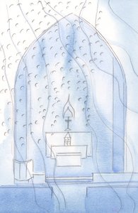 A Mennyország dicsőséges szentjei nagyon közel állnak hozzánk. Részt vesznek az eucharisztikus ünnepségünkön, 2002 (papíron) alkotó: Elizabeth Wang