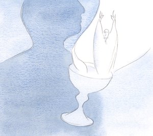 A szív olyan, mint egy kehely, amikor az Atyának ajánlják fel, amely Krisztust, a makulátlan áldozatot és áldozatot tartalmazza., 2001 (papíron) alkotó: Elizabeth Wang