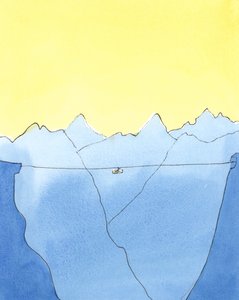 Az életből a halálba vezető út olyan, mintha egy felvonón lennénk két hegy között, 2004 (papíron víz nélkül) alkotó: Elizabeth Wang