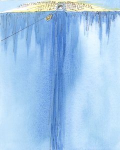 Az életből a halálba vezető út olyan, mintha egy felvonón lennénk két hegy között, 2004 (papíron víz nélkül) alkotó: Elizabeth Wang