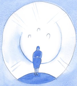 A Szentségen keresztül részesülünk mennyei kegyelemben, és mintha a menny „peremére” kerülnénk, belélegezve Krisztus levegőjét, 2002 (papíron) alkotó: Elizabeth Wang