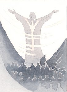 Minden szándékunkat egyesíthetjük Krisztus erőteljes imájával a szentmisében, ruhája mögé bújva, az Ő érdemeiben bízva, 2000 (papíron nem) alkotó: Elizabeth Wang