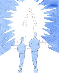 Meg kell vizsgálnunk az életünket, hogy lássuk, valóban Krisztus "trónol-e" a szívünkben és otthonunkban, vagy az "isten", akit szolgálunk, a saját vágyaink és ambícióink, 2005 (akvarell, papír). alkotó: Elizabeth Wang