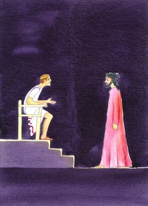 – Mi az Igazság? mondta Pilátus Jézusnak, 2001 (w/c papíron) alkotó: Elizabeth Wang