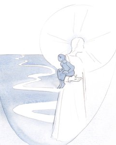 Amikor Krisztusra támaszkodom, csendes imában, olyan vagyok, mint egy kisgyermek, akit vitalitásában és örömében hordoz., 2000 (papíron nem) alkotó: Elizabeth Wang