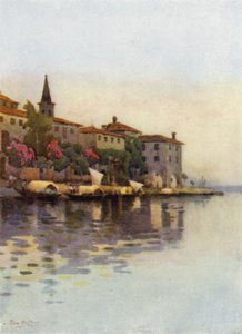 Egy szürke reggel, Lago Maggiore (színes litó) alkotó: Ella Du Cane