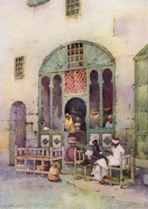 Egy arab kávézó, Kairó (színes litho) alkotó: Ella Du Cane