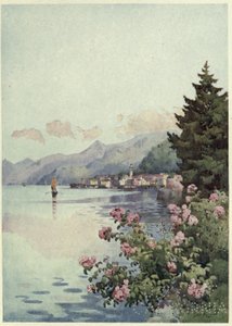 Bellagio a Villa Melziből, Lago di Como, Illusztráció az olasz tavakból, Richard Bagot alkotó: Ella Du Cane