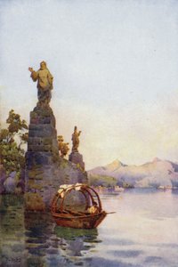 A Villa Arconati bejárata, Comói-tó (színes litho) alkotó: Ella Du Cane