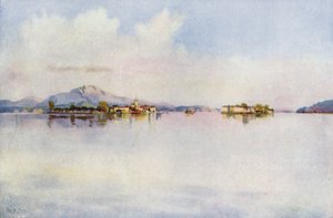 Isola Bella és Isola Pescatori, Maggiore-tó (színes litho) alkotó: Ella Du Cane