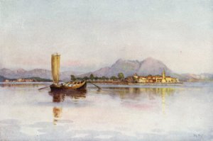 Isola Pescatori, Maggiore-tó (színes litho) alkotó: Ella Du Cane
