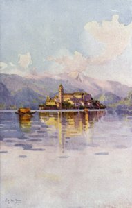 San Giulio-sziget, Orta-tó (színes litho)