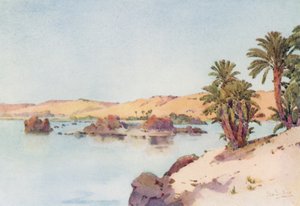 A szürkehályog-medence az Elephantine-szigetről (színes litho) alkotó: Ella Du Cane