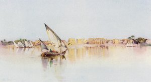 Luxor temploma, a Nílus ciszpartjáról (színes litho) alkotó: Ella Du Cane