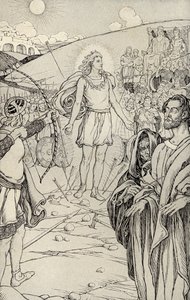 Minden nyíl túllő a fején, illusztráció a „Myths from Many Lands” című könyvből, 1912-ben