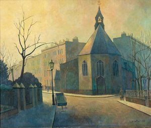 Utcai jelenet, Keresztelő Szent János-templom, Észak-London alkotó: Elwin Hawthorne