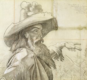 Részlet a Nyugat felé a birodalom útja című freskó karikatúrájából... alkotó: Emanuel Gottlieb Leutze