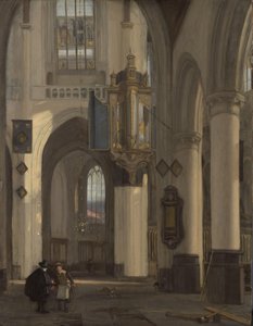 Protestáns gótikus templom belseje Oude és Nieuwe Kerk motívumokkal Amszterdamban