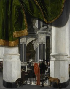A delfti Nieuwe Kerk belső tere Orániai Vilmos síremlékével alkotó: Emanuel de Witte