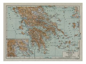 Az ókori Görögország térképe, 1910-es évek.