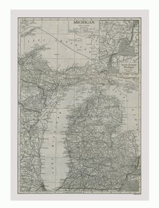 Michigan térképe, USA, c1900. alkotó: Emery Walker