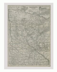 Minnesota térképe, USA, 1900-as évek.