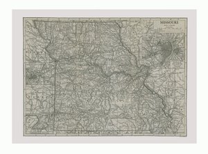 Missouri térképe, USA, 1900-as évek. alkotó: Emery Walker