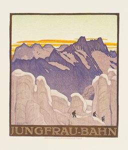 Jungfrau-Bahn, a Jungfrau hegyi vasutat hirdető plakát (színes litó)