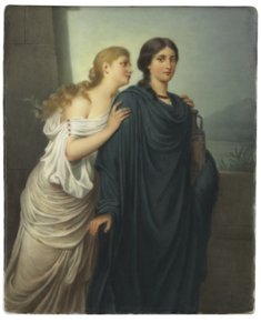 Téglalap alakú emléktábla, "Antigone és Ismene" alkotó: Emil Teschendorff