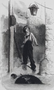 Jelenet a Nyomorultakból, Victor Hugo: Gavroche (metszet)