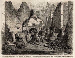 Egy sütőkemencében fedezték fel, és az 1864-es pompeji ásatások során hamuban konzervált kenyeret készített, Emile Bayard (1837-1891) rajza Marc Monnier (1829-1885) „Pompei és a pompeiaiak” szövegének illusztrálására. Metszet a „” Le tour du monde”-ban”, s alkotó: Emile Antoine Bayard