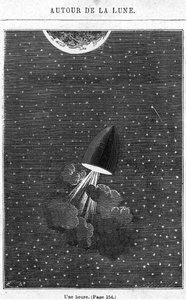 A Hold felé tartva, illusztráció Jules Verne (1828-1905) "A Hold körül" című művéből, Párizs, Hetzel, Henri Theophile Hildibrand (1824-97) metszete. alkotó: Emile Antoine Bayard