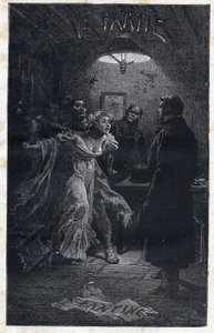 Monsieur Madeleine megmenti Fantine-t, amikor Javert letartóztatta - Illusztráció: Emile Bayard (1837-1891) a „Les miserables” című filmhez – Premier partie: Fantine, Victor Hugo (1802-1885) 1862 alkotó: Emile Antoine Bayard