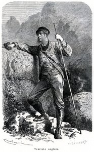 Emile Bayard angol turista portréja - turizmus a 19. században - a „Mórok és népek jelleme” című könyv illusztrációja, 1884-es kiadás - alkotó: Emile Antoine Bayard