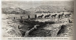 Üres kocsik összeszerelése az 1864-es pompei ásatások során, Emile Bayard (1837-1891) rajza Marc Monnier (1829-1885) „Pompei és a pompeiaiak” szövegének illusztrálására. Gravírozás a „Le tour du monde”-ban, szerkesztette Edouard Charton alkotó: Emile Antoine Bayard