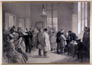 Az oltás jelenete a Normál Iskola laboratóriumában 1886-ban (rajz) alkotó: Emile Antoine Bayard