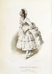 Suzanne a „Figaro házassága” című filmben – a „Beaumarchais teljes műveiben”, Emile Bayard rajzai, szerk. Laplace Sanchez & cie, Párizs alkotó: Emile Antoine Bayard