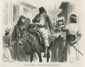 A Leproux Quest in Chio, Emile Bayard rajza, Dr. A. Testevuide 1877-ben írt „Chio szigete” (Kelet-Törökország) történetének illusztrálására. Gravírozás a Le tour du monde-ban alkotó: Emile Antoine Bayard