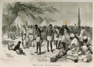 Az expedíció pimasz hordozói láncra fűzték Emile Bayard rajzát, hogy illusztrálják a történetet: Afrika szerte, Zanzibártól (Tanzánia) Bengueláig (Angola), 1872-től 1876-ig, V. H. Cameron hadnagy. Gravírozás a Le tour du monde-ban alkotó: Emile Antoine Bayard