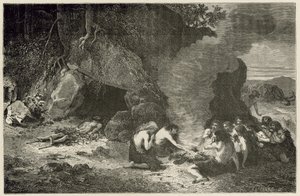 Temetési vacsora a nagy medve és a mamut idején alkotó: Emile Antoine Bayard