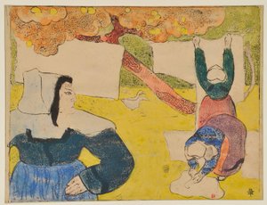Ruhát szárító breton nők alkotó: Emile Bernard