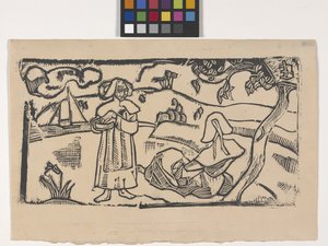 Deux Bretonnes (Két breton nő) (fatömbnyomat) alkotó: Emile Bernard