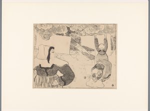 Három breton nő felakasztja a szennyest Le linge Breton nők (sorozat címe) Bretonnes (sorozat címe) alkotó: Emile Bernard